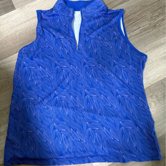 Royal Blue Polo Collar Sleeveless Tank Top - Picture 1 of 5